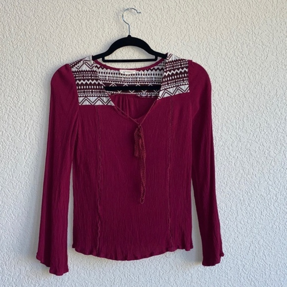 Casual bohemian long sleeve crescent blouse